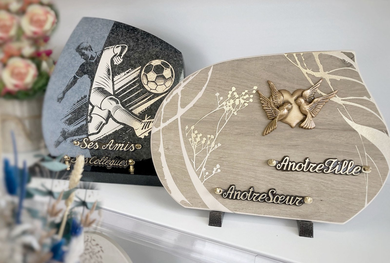 Plaque funéraire en marbre personnalisée – Rosa Funéraire Saint-Germain